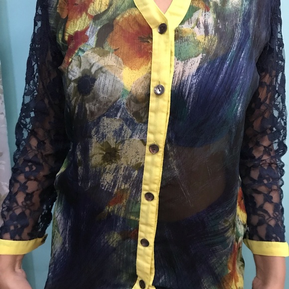 Floral Print Mesh Shirt - Picture 4 of 4